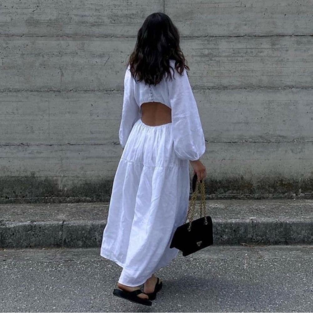 DISSH White Maxi Dress with Back Cutout